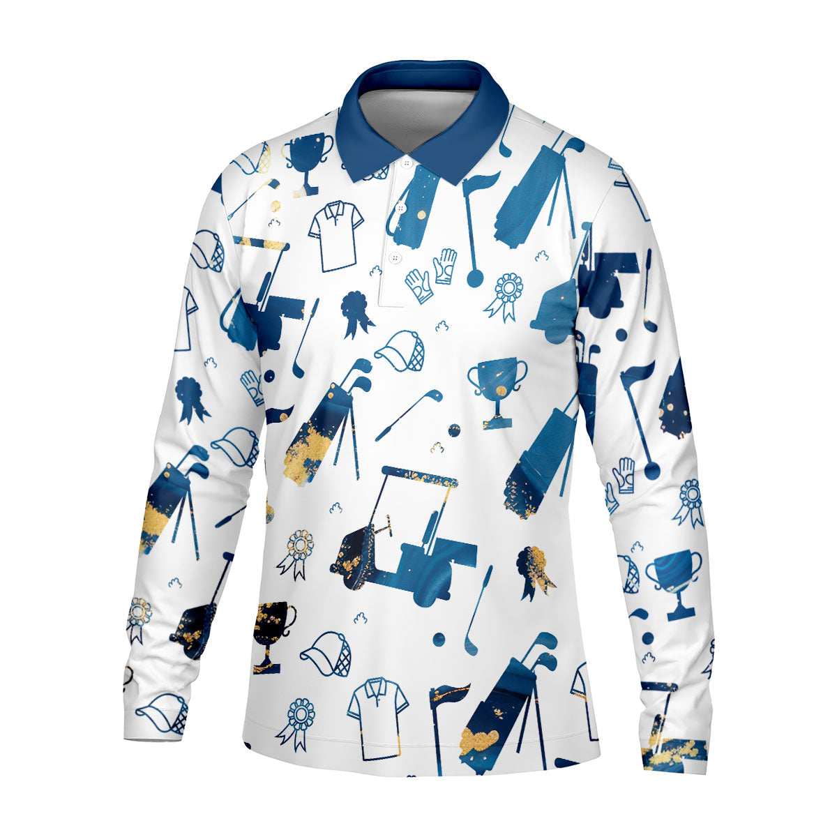 Personalized Golf Pattern Shirt, Men Golf Polo, Matching Golf Shirts, Men's Long Seeve Golf Shirts