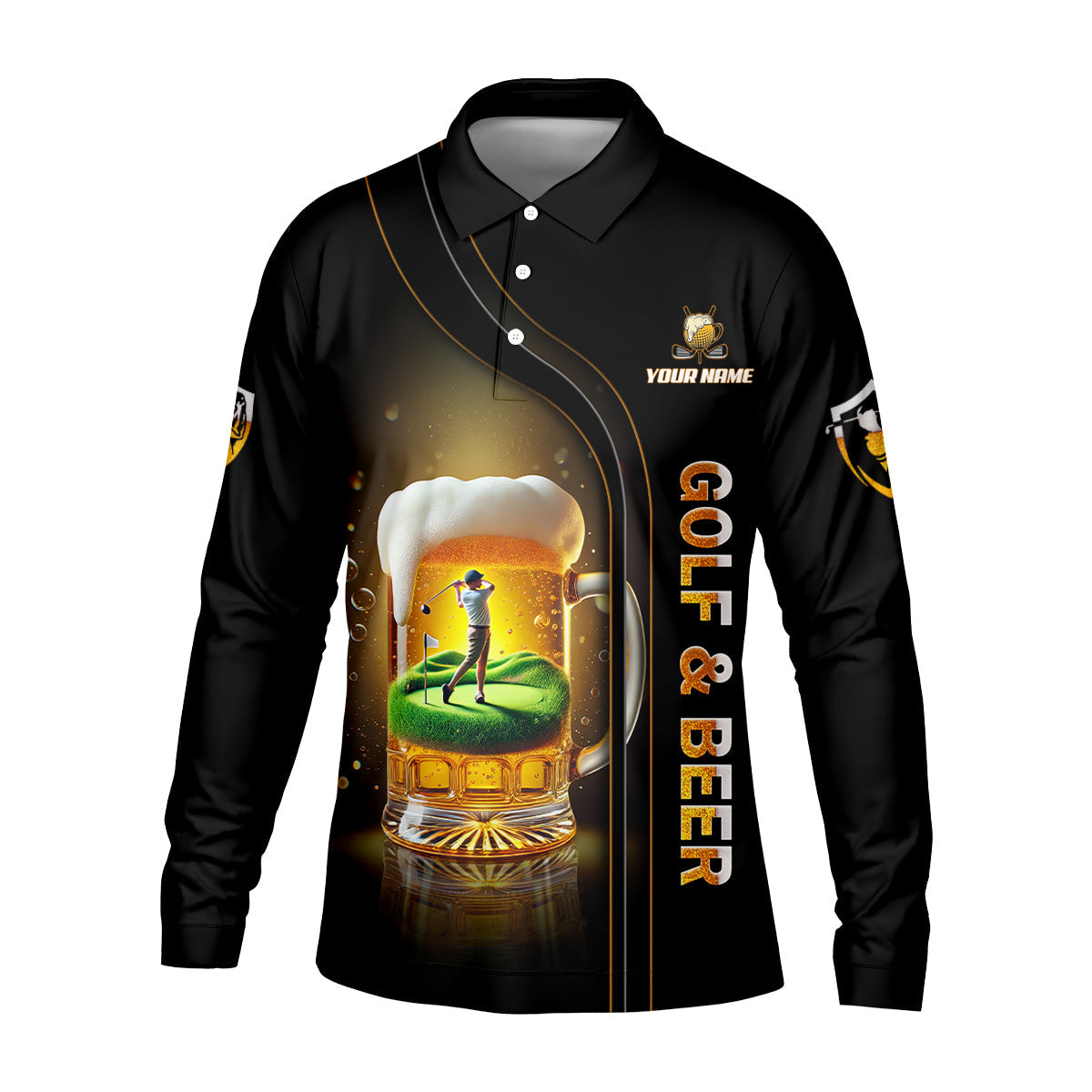 I Make Golf Ball And Beer Custom Men's Golf Polo Shirt, Funny Golf Shirt, Dad Golf Gift