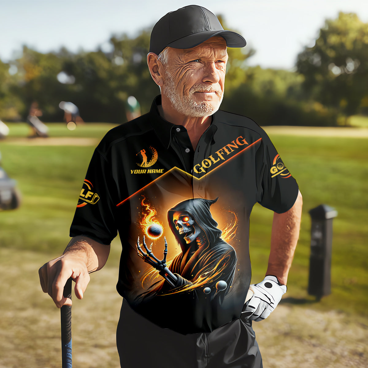 It Takes A Lot Of Golf Balls To Golf Like I Do Golden Fire Custom Men's Golf Polo Shirt, Dad Golf Gifts