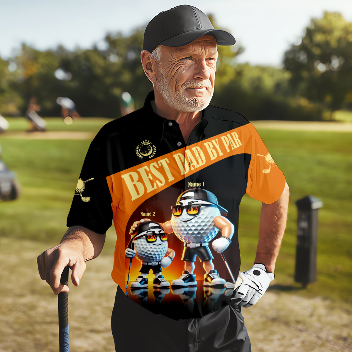 Best Dad By Par Custom Men's Golf Polo Shirt, Funny Golf Shirt, Dad Golf Gift