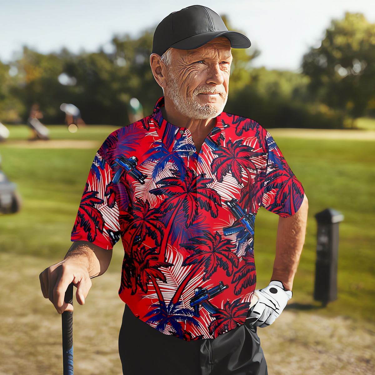 Tropical Sunset Mens Golf Polo Shirt, Mens Goft Shirt, Christmas Golf Gift