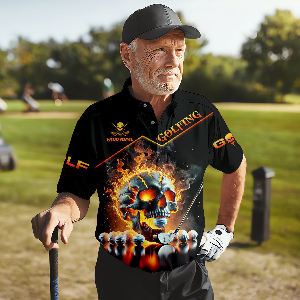 It Takes A Lot Of Balls To Golf Like I Do Custom Men's Golf Polo Shirt, Skull Golf Shirt, Funny Golf Shirt