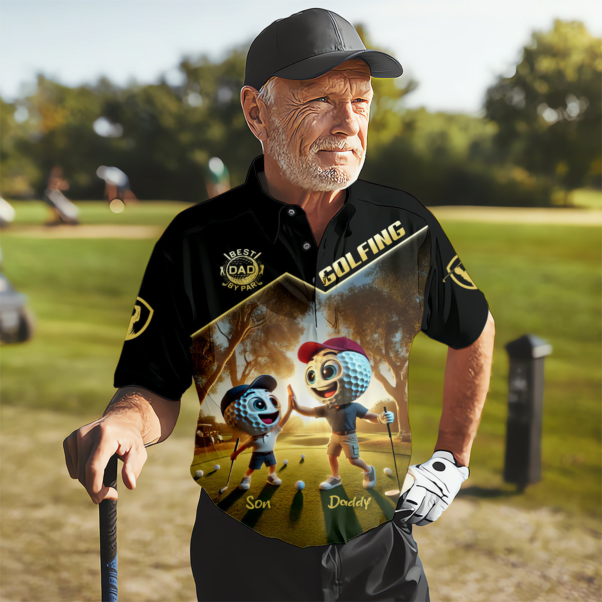 Best Dad By Par Custom Men's Golf Polo Shirt, Dad Golf Gift, Christmas Golf Gift