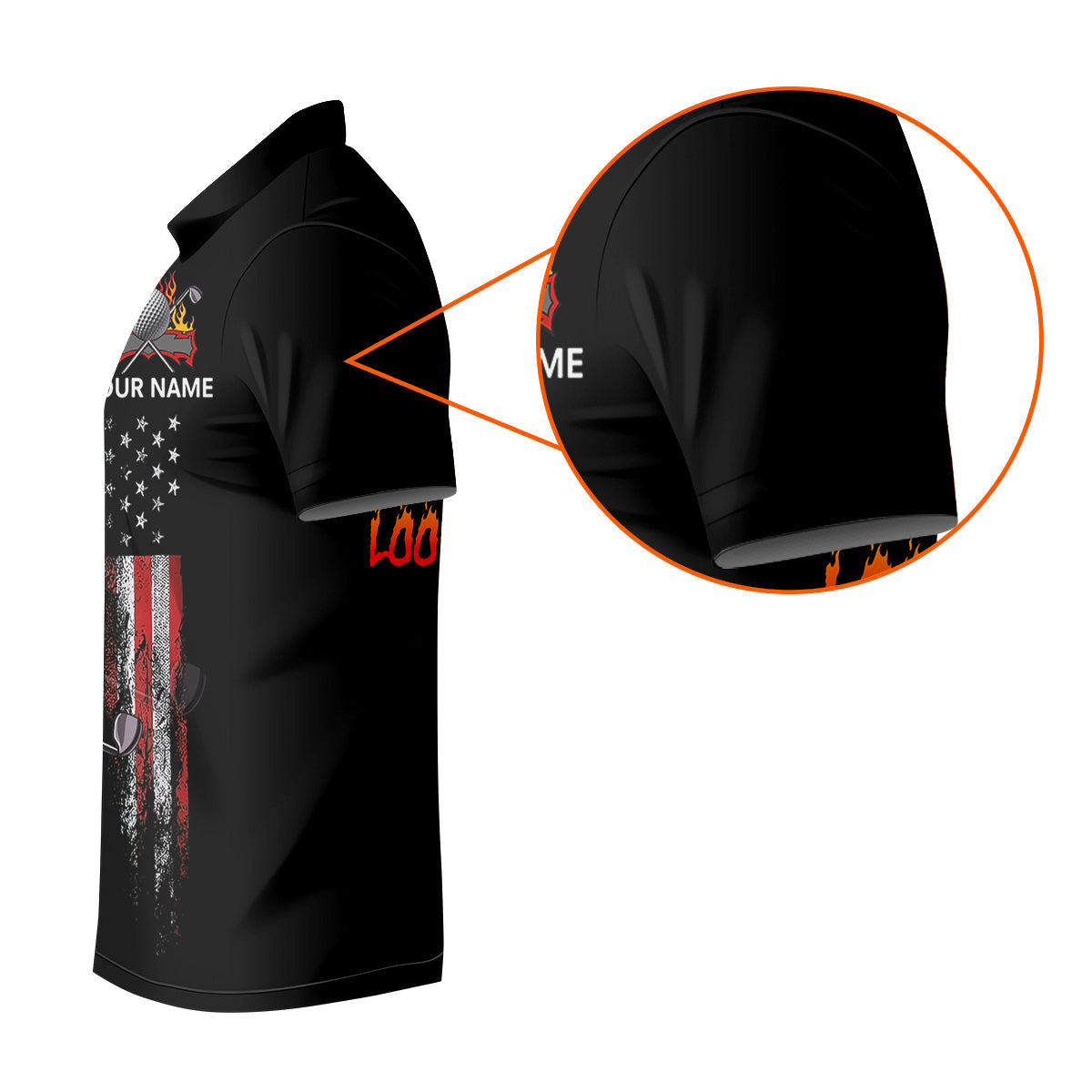 Custom Flaming Skeleton Men's Golf Polo Shirt, Mens Golf Gift, Funny Golf Shirt