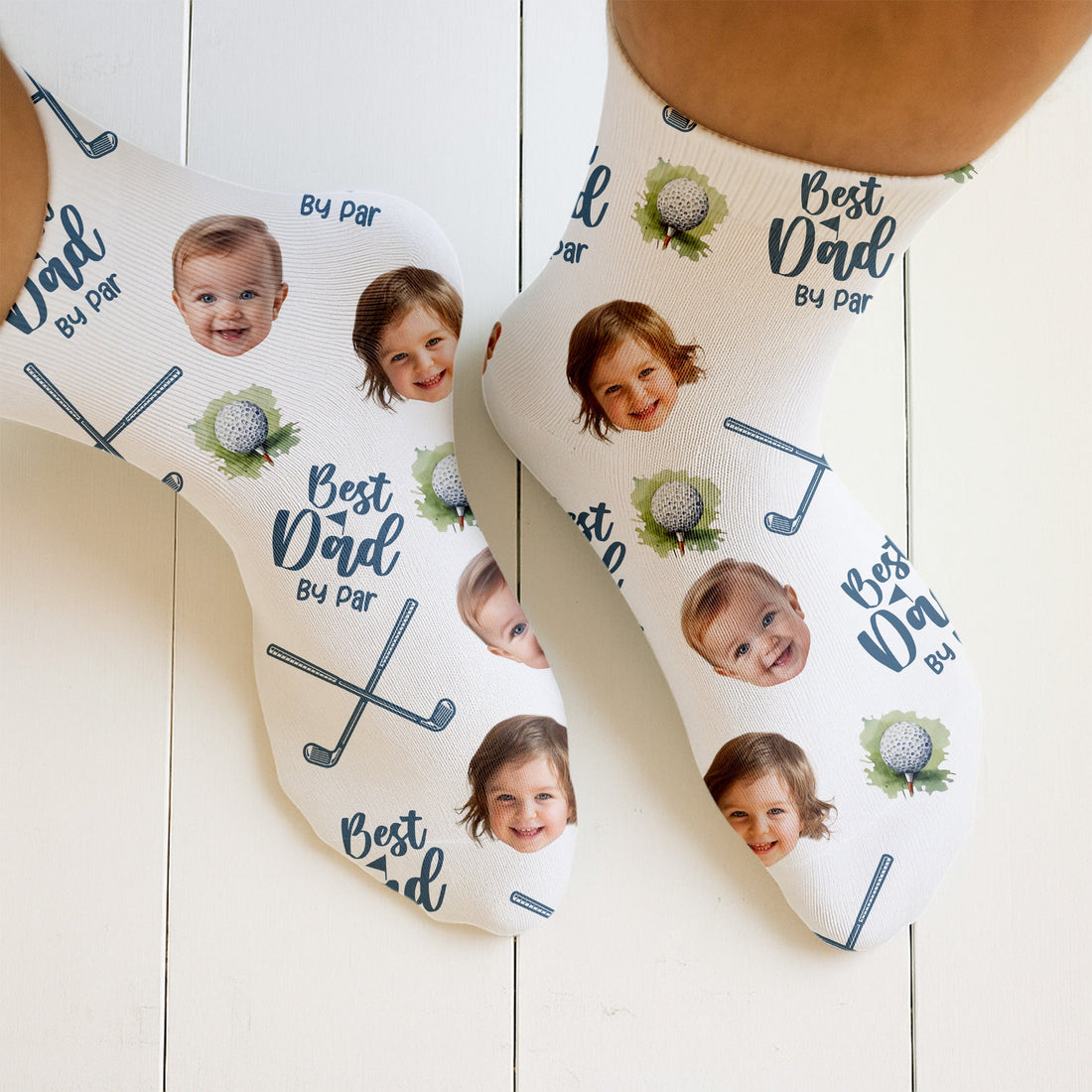 Best Dad By Par Custom Face Kids Photo, Funny Golf Socks, Fun Socks For Men, Christmas Golf Gift