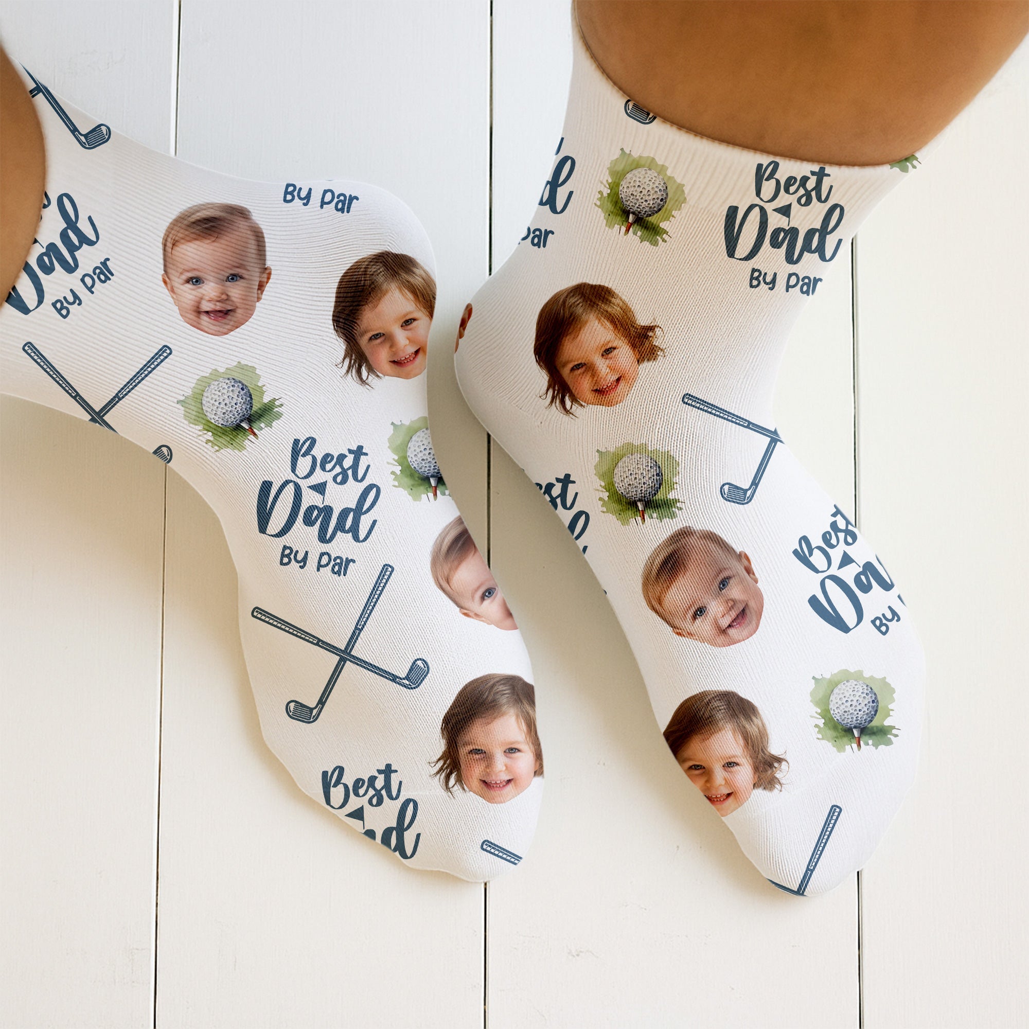 Best Dad By Par Custom Face Kids Photo, Funny Golf Socks, Fun Socks For Men, Christmas Golf Gift