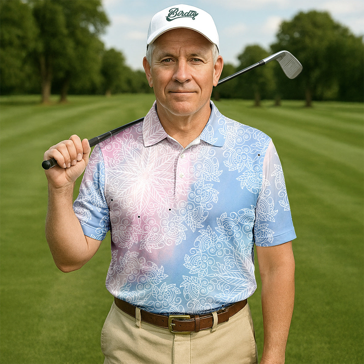 Mandala Pattern Men Golf Polo, Golf Gift Ideas For Him, Matching Golf Shirts, Golf Shirts For Men