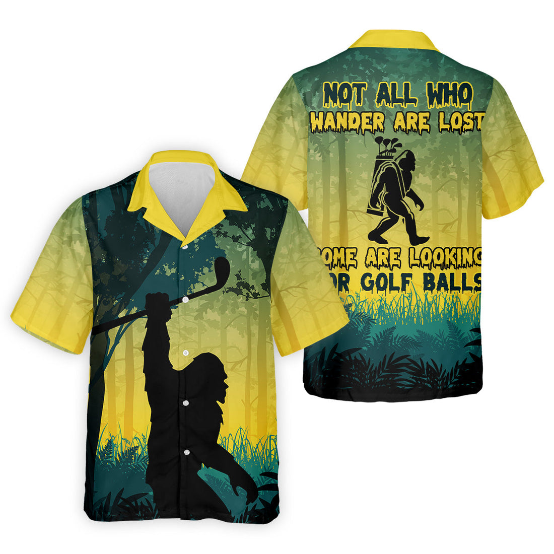 Bigfoot Hawaiian Polo Golf Shirts, Mens Golf Gift, Funny Golf Shirt