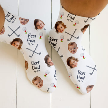Best Dad By Par Socks,  Custom Face Socks, Funny Golf Socks, Fun Socks For Men, Christmas Golf Gift