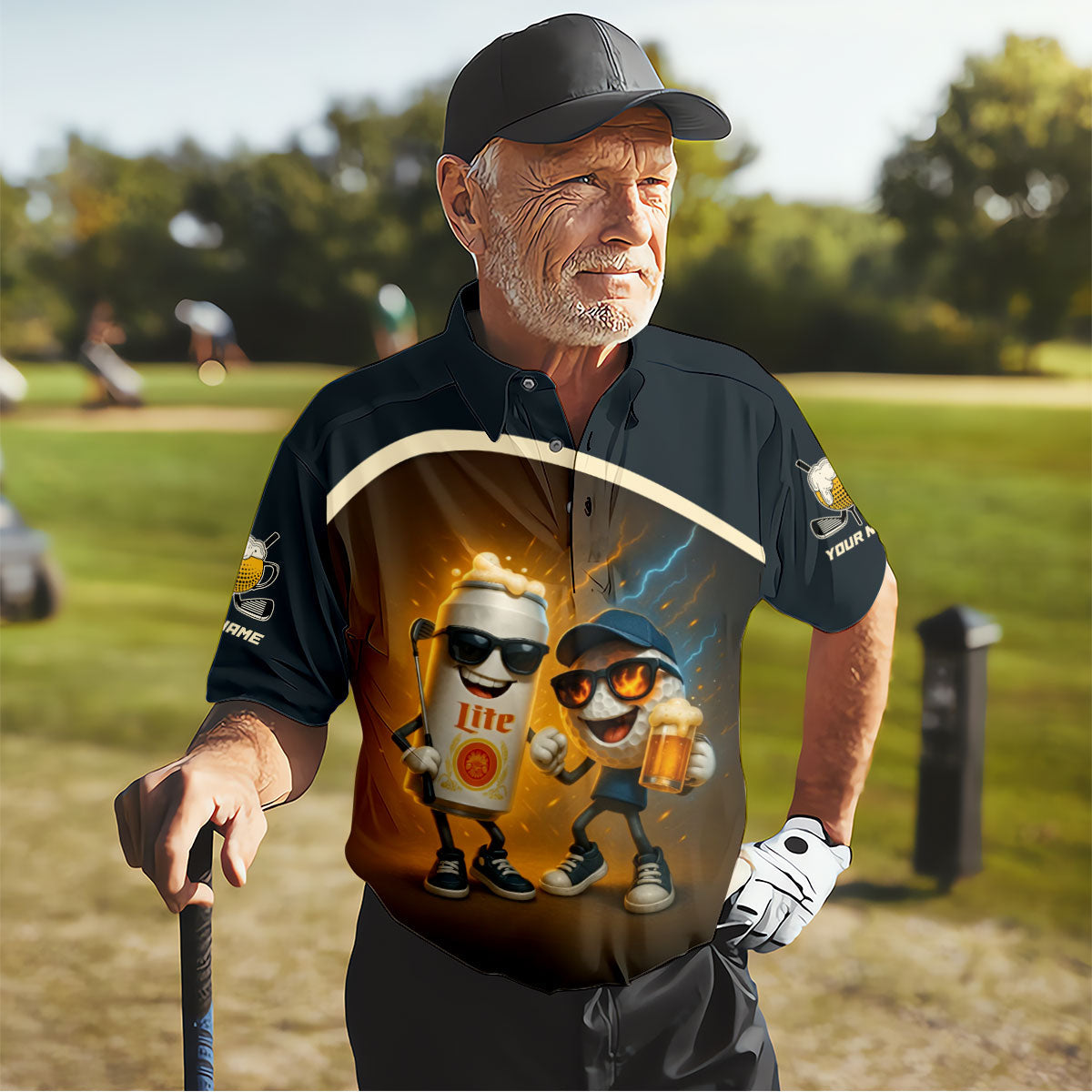 Funny Golf And Beer Custom Polos For Men, Dad Golf Gift, Golfing Apparel, Mens Polo Shirts