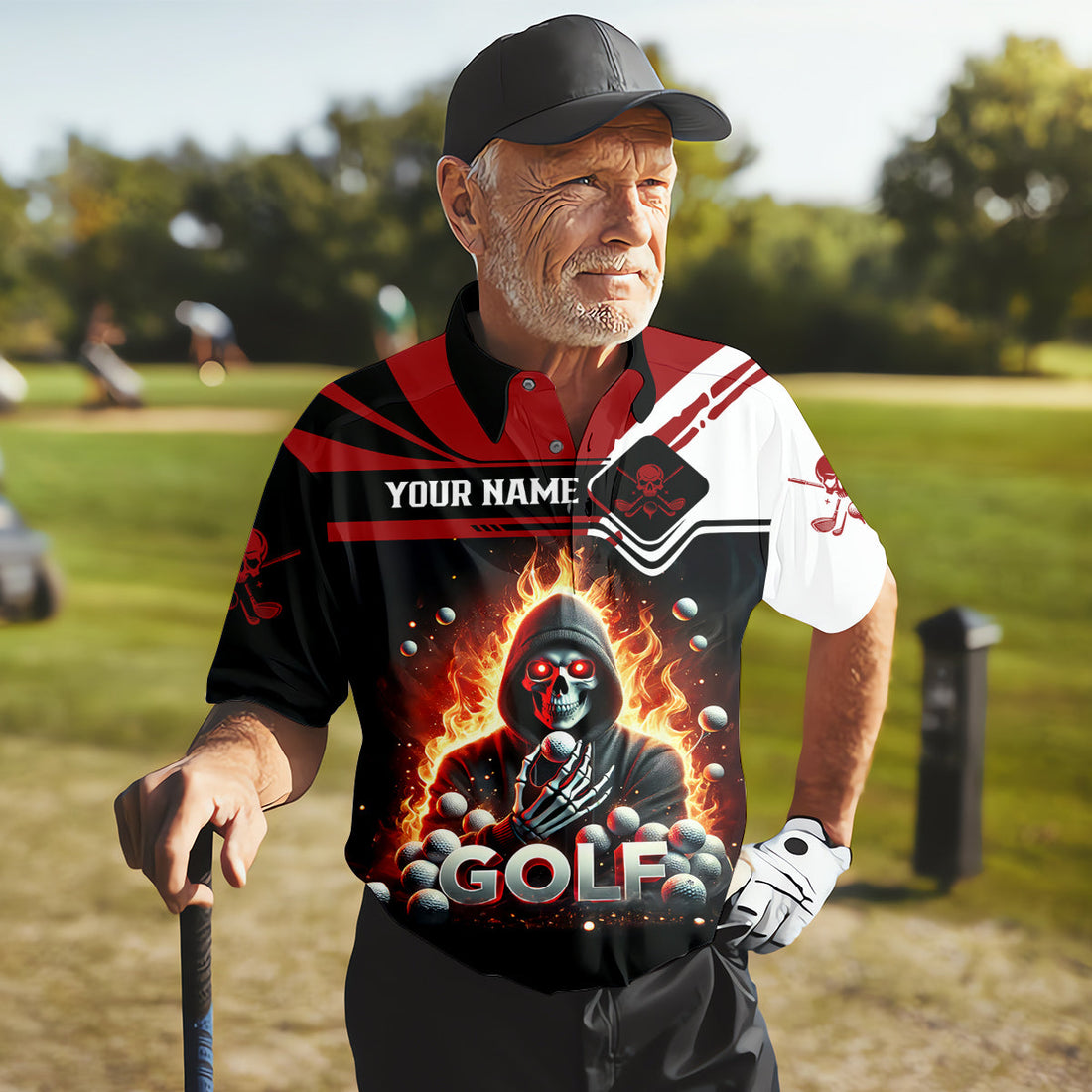 It Takes A Lot of Balls to Golf Like I Do Custom Funny Skull Golf Polo Shirt, Dad Golf Gifts