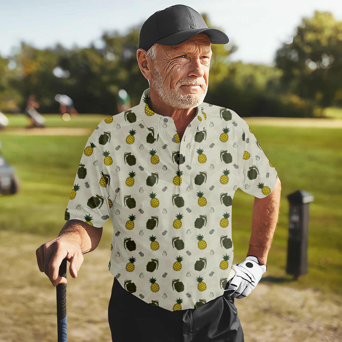 Funny Pineapple Golf Polo Shirts, Golfing Apparel, Men Golf Gift, Funny Golf Shirt