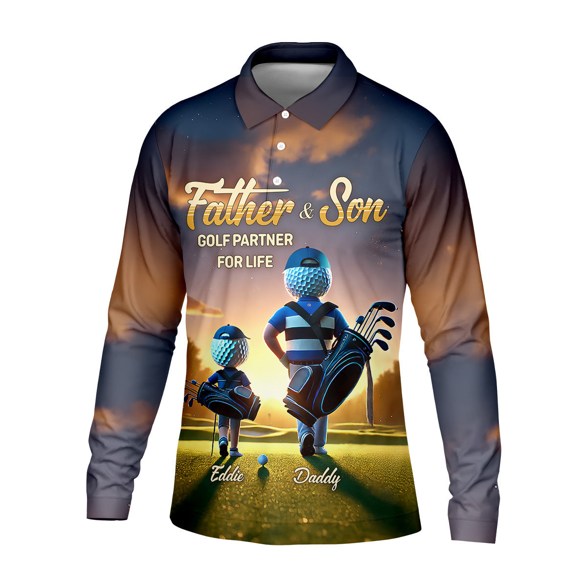 Father And Son Golf Partner For Life Custom Men's Golf Polo Shirt, Dad Golf Gift, Christmas Golf Gift