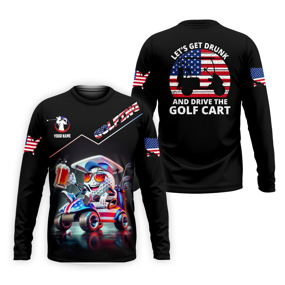 Let's Get Drunk Custom Men's Golf Polo Shirt, Funny Golf Shirt, Dad Golf Gift