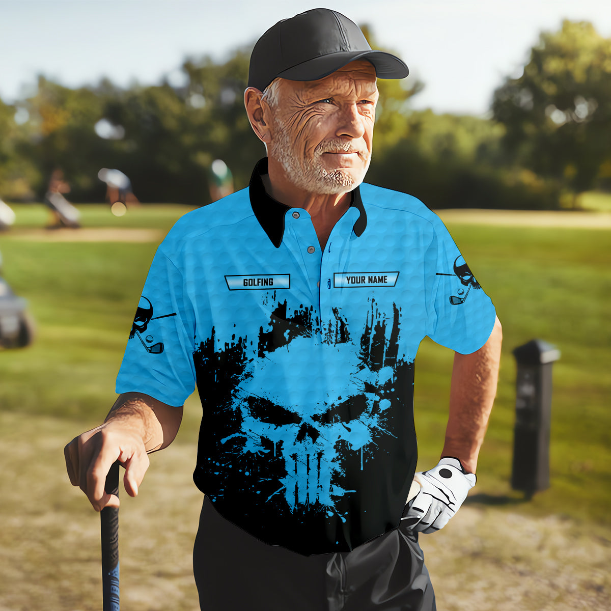 Golf Saved Me From Being A Porn Star Now I'm Just A Swinger Custom Funny Skull Golf Polo Shirt, Dad Golf Gift