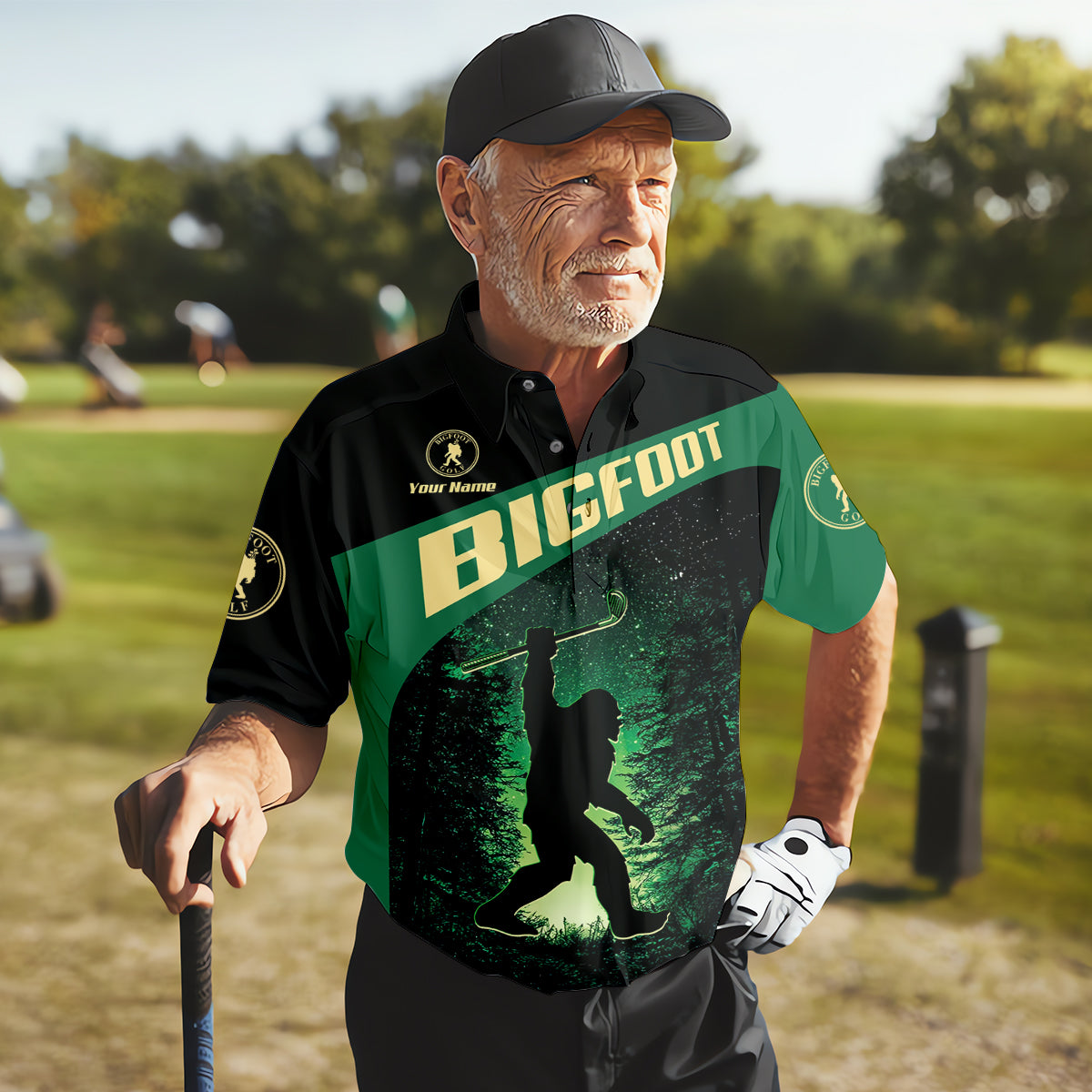 Bigfoot Custom Mens Golf Polo Shirt,  Golf Gifts For Dad