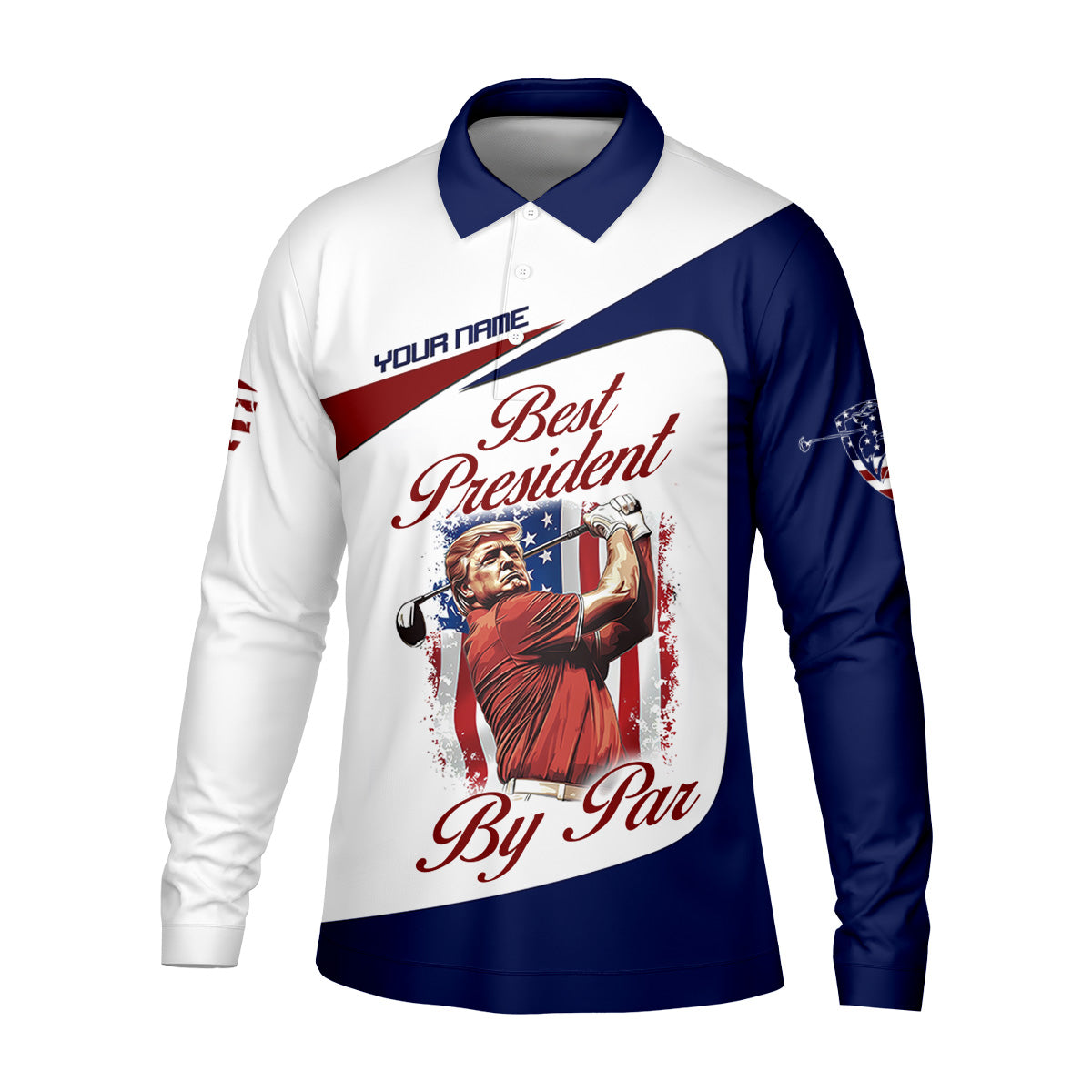 Trump Best President By Par Custom Funny Golf Polo Shirt For Men, Christmas Golf Gift