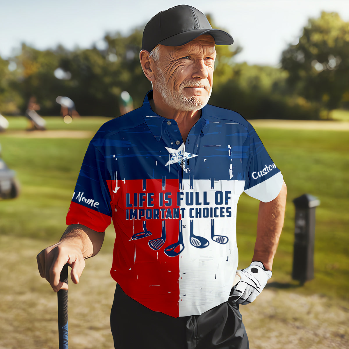 Life Is Full Of Important Choices Texas Custom Men's Golf Polo Shirt, Funny Golf Shirt, Dad Golf Gift