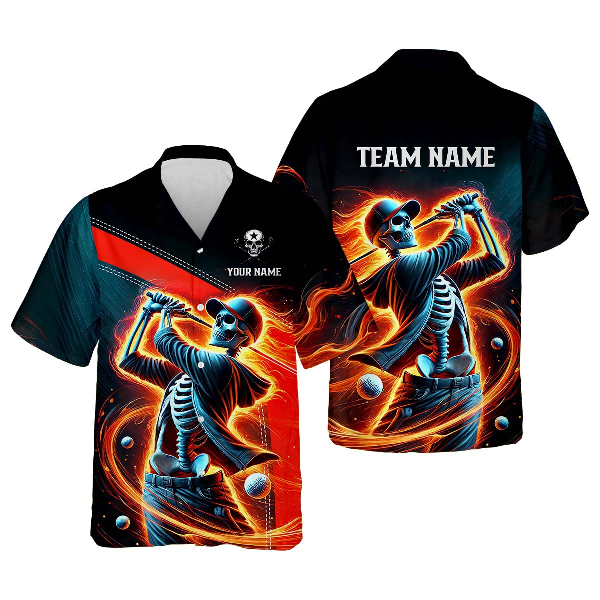 Skeleton Shirt, Personalized Golf Shirt, Unique Gift For Golfer