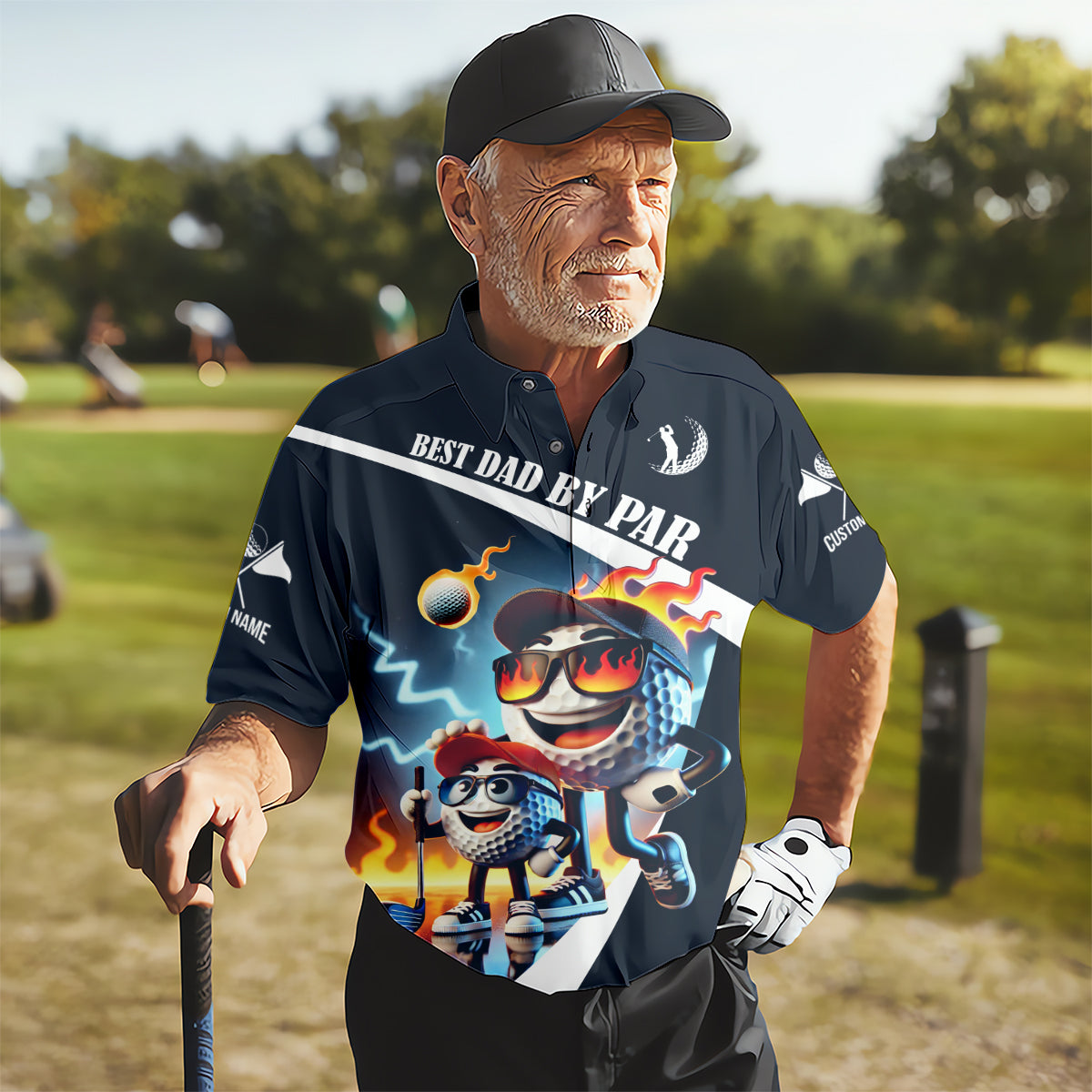 Best Dad By Par Custom Funny Golf Polo Shirt, Christmas Golf Gift