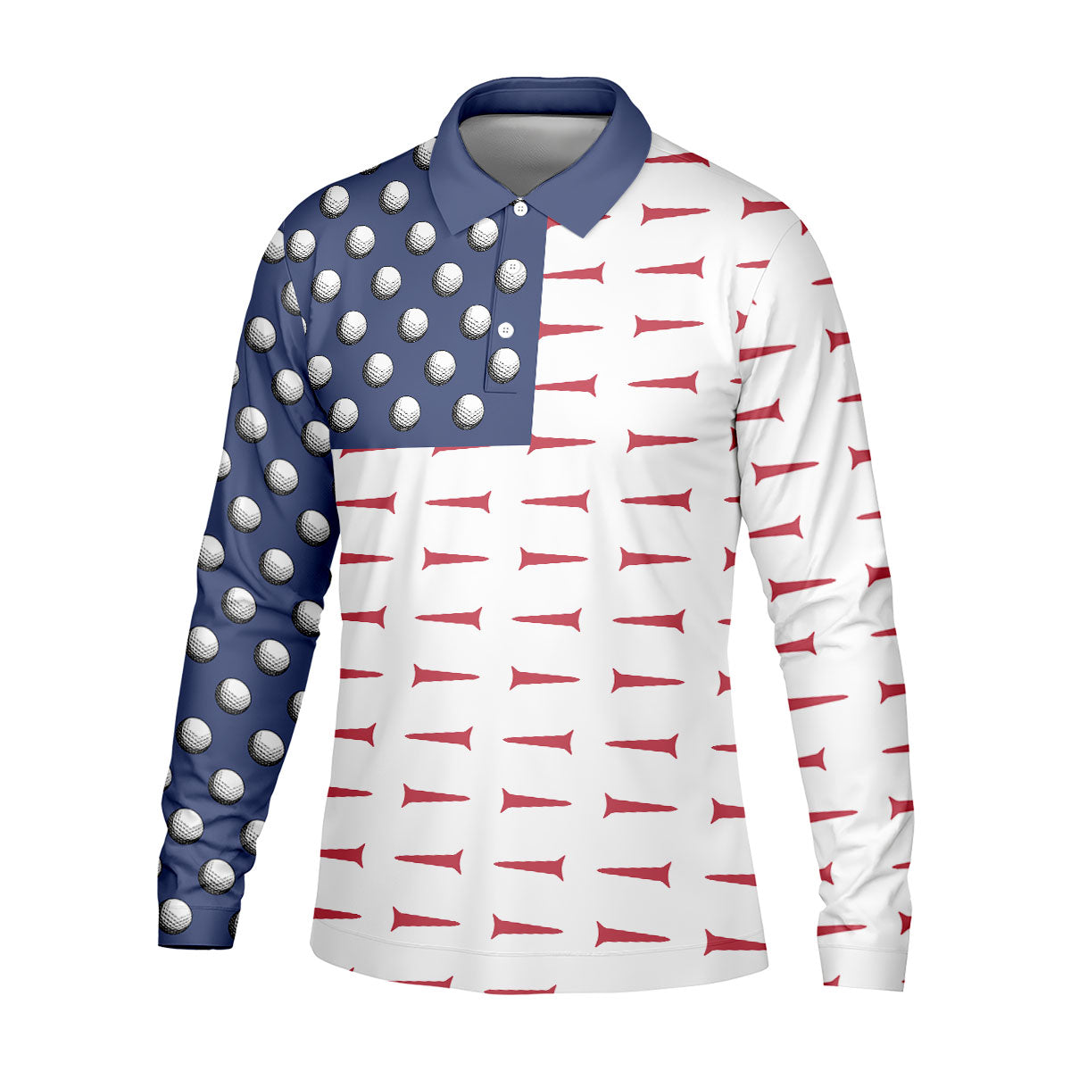 American Flag Men's Golf Polo Shirt, Men's 4th Of July Shirts, USA Golf Shirt, Gifts For Golfing Dad