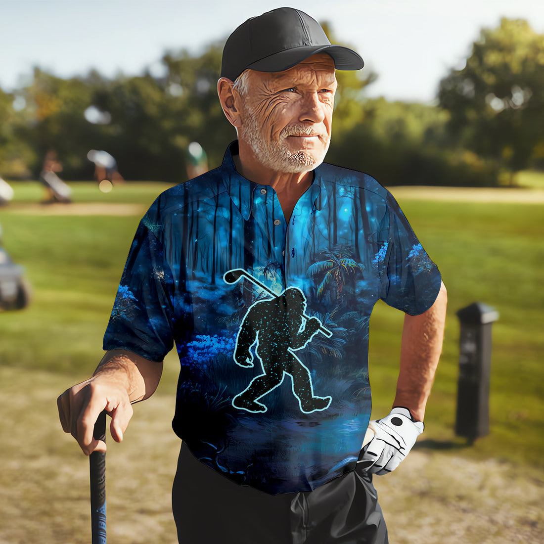 Not All Who Wander Are Lost Bigfoot Men's Golf Polo Shirt, Funny Golf Shirt, Dad Golf Gift