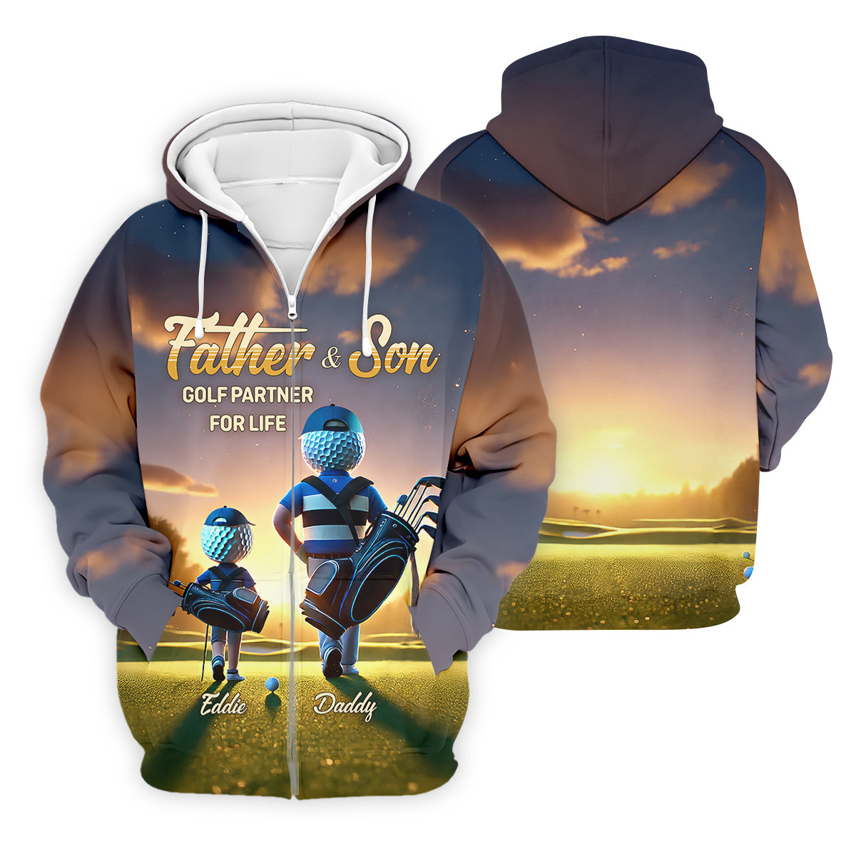 Father And Son Golf Partner For Life Custom Men's Golf Polo Shirt, Dad Golf Gift, Christmas Golf Gift