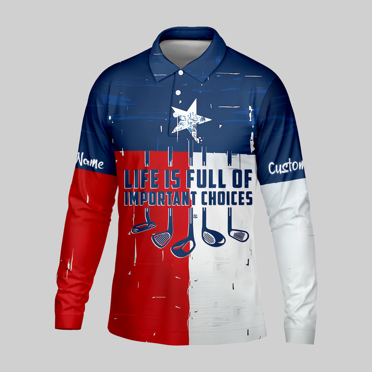 Life Is Full Of Important Choices Texas Custom Men's Golf Polo Shirt, Funny Golf Shirt, Dad Golf Gift