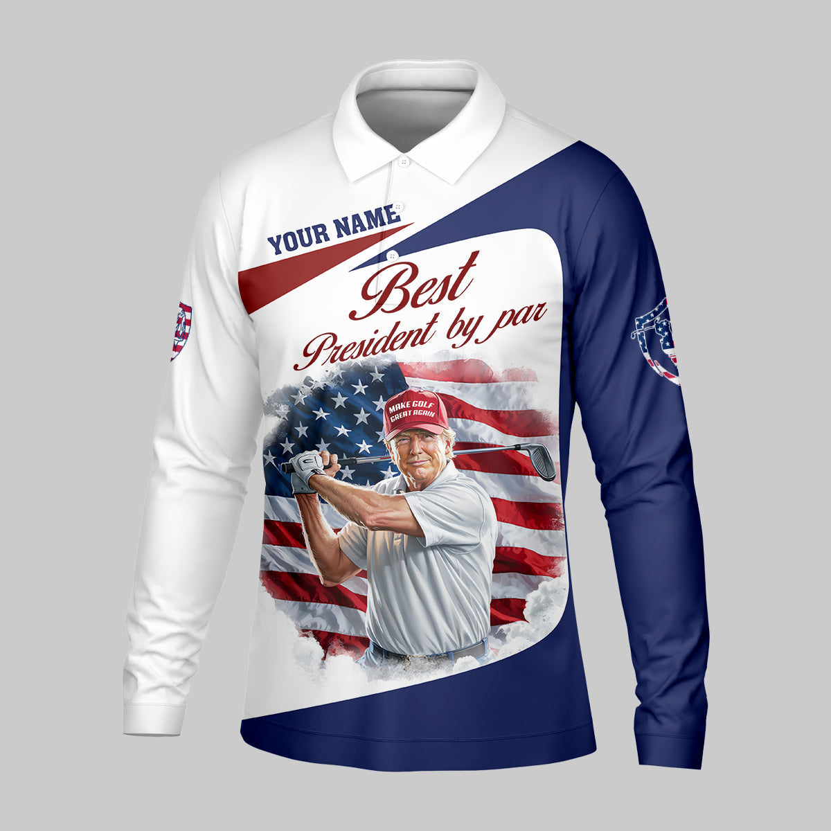 Best President By Par Custom Funny Golf Polo Shirt, Trump Shirt, Christmas Golf Gift