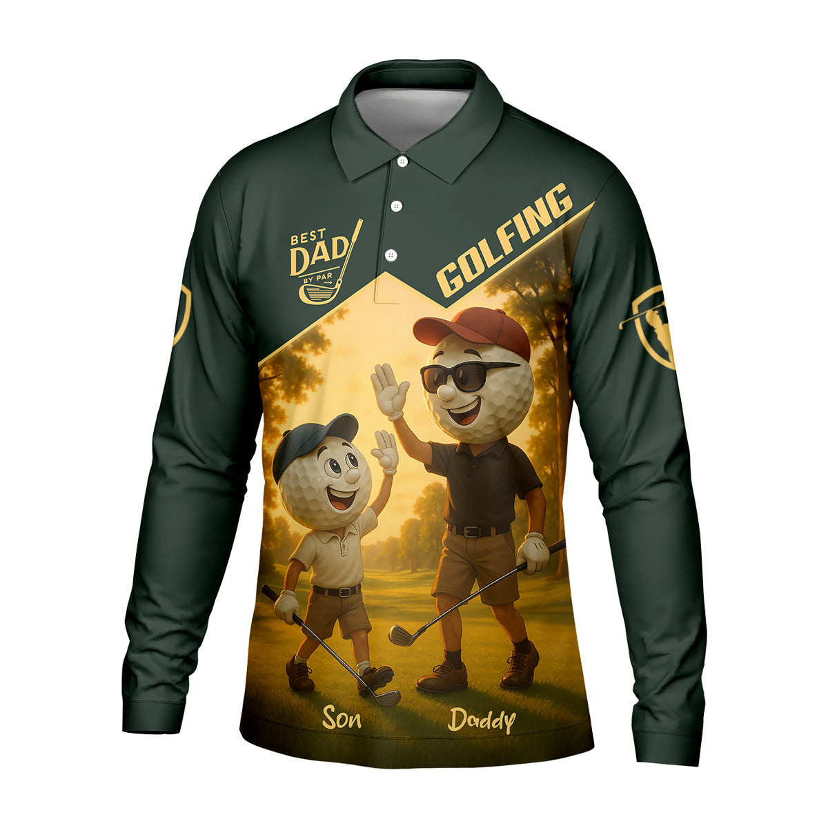 Best Dad By Par Personalized Men's Golf Polo Shirt, Dad Golf Gift, Christmas Golf Gift