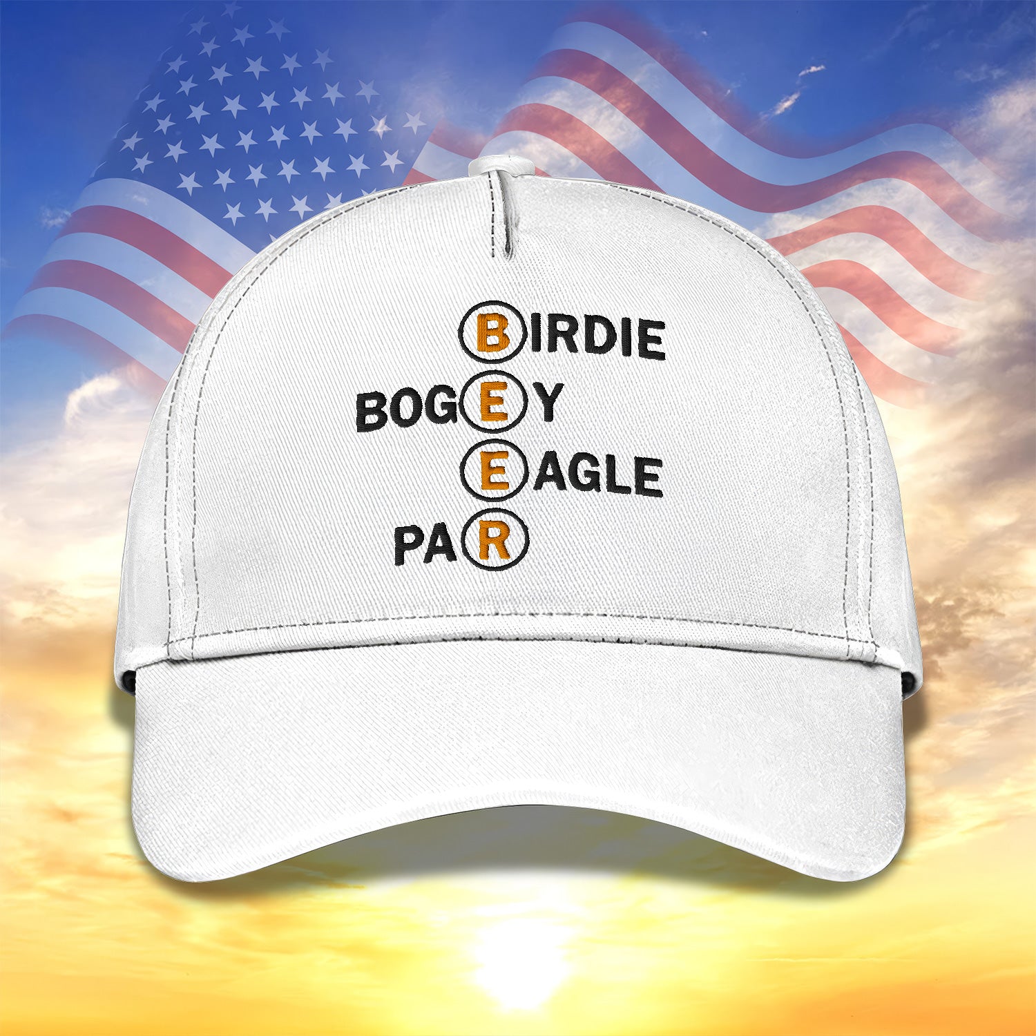 Birdie Bogey Eagle Par Embroidered Baseball Cap, Golf Hat, Dad Golf Gift