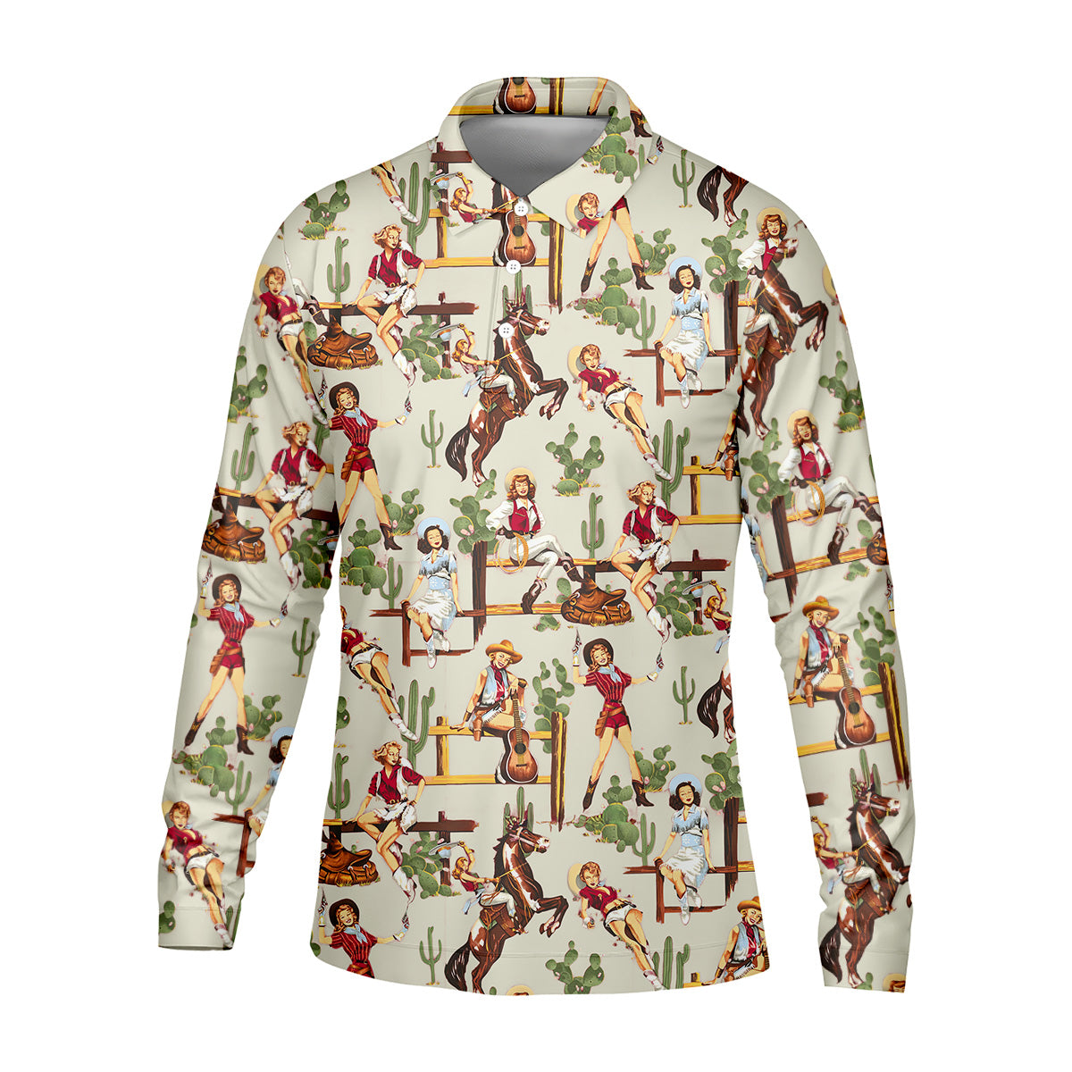 Desert Cowgirl Western Golf Shirt, Fun Golf Shirts For Men, Men's Golf Polo, Cool Golf Gifts