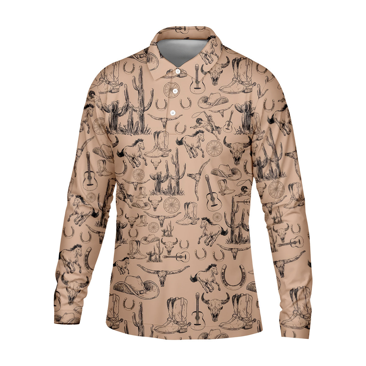 Brown Toile Western Golf Shirt, Mens Golf Polo Shirts, Golf Accessories For Men, Polo For Men