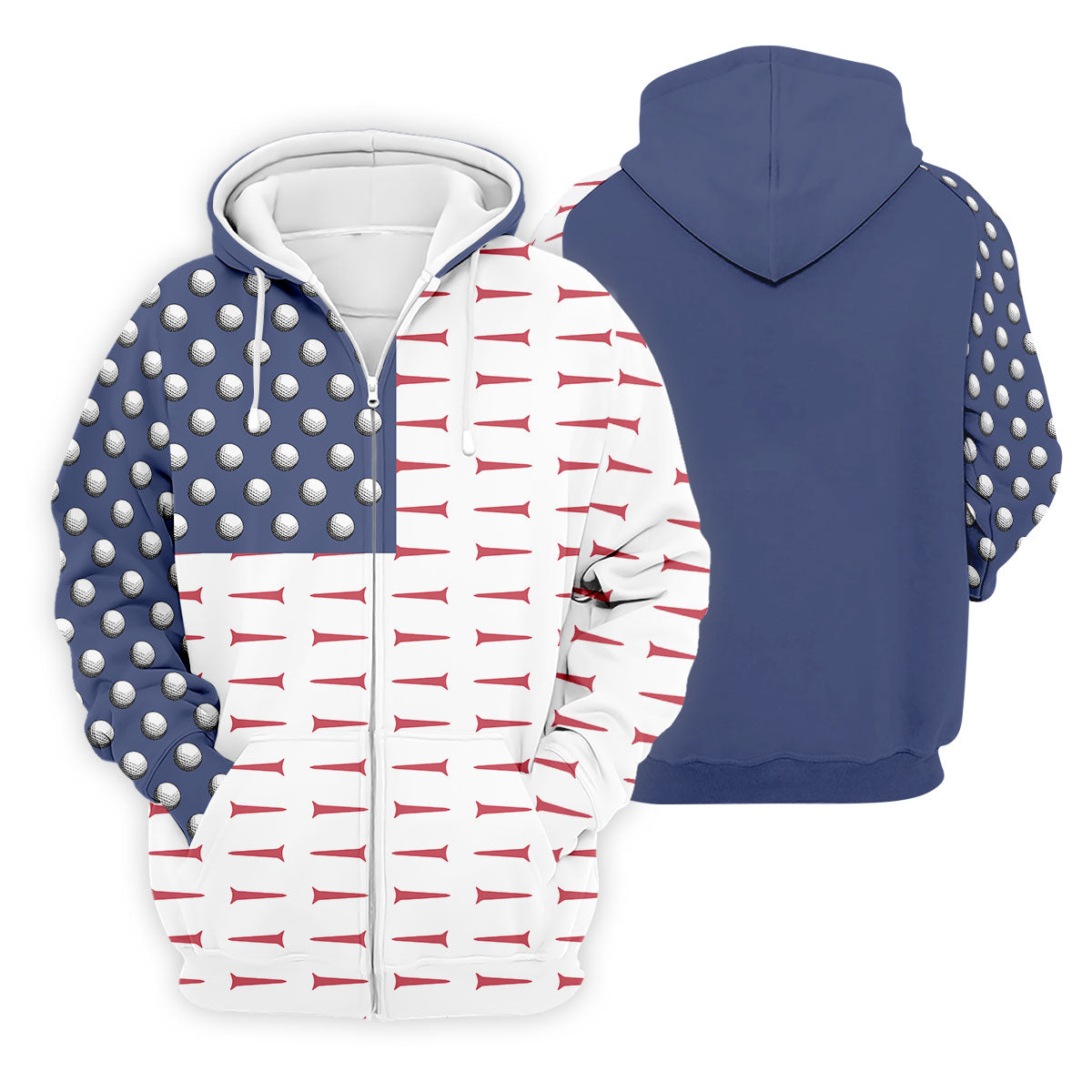 American Flag Men's Golf Polo Shirt, Men's 4th Of July Shirts, USA Golf Shirt, Gifts For Golfing Dad