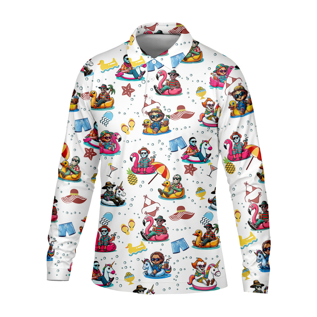 Funny Horror Character Pool Party Hawaiian Shirt, Halloween Movie Shirt, Horror Movie Shirt, Funny Hawaiian Shirt