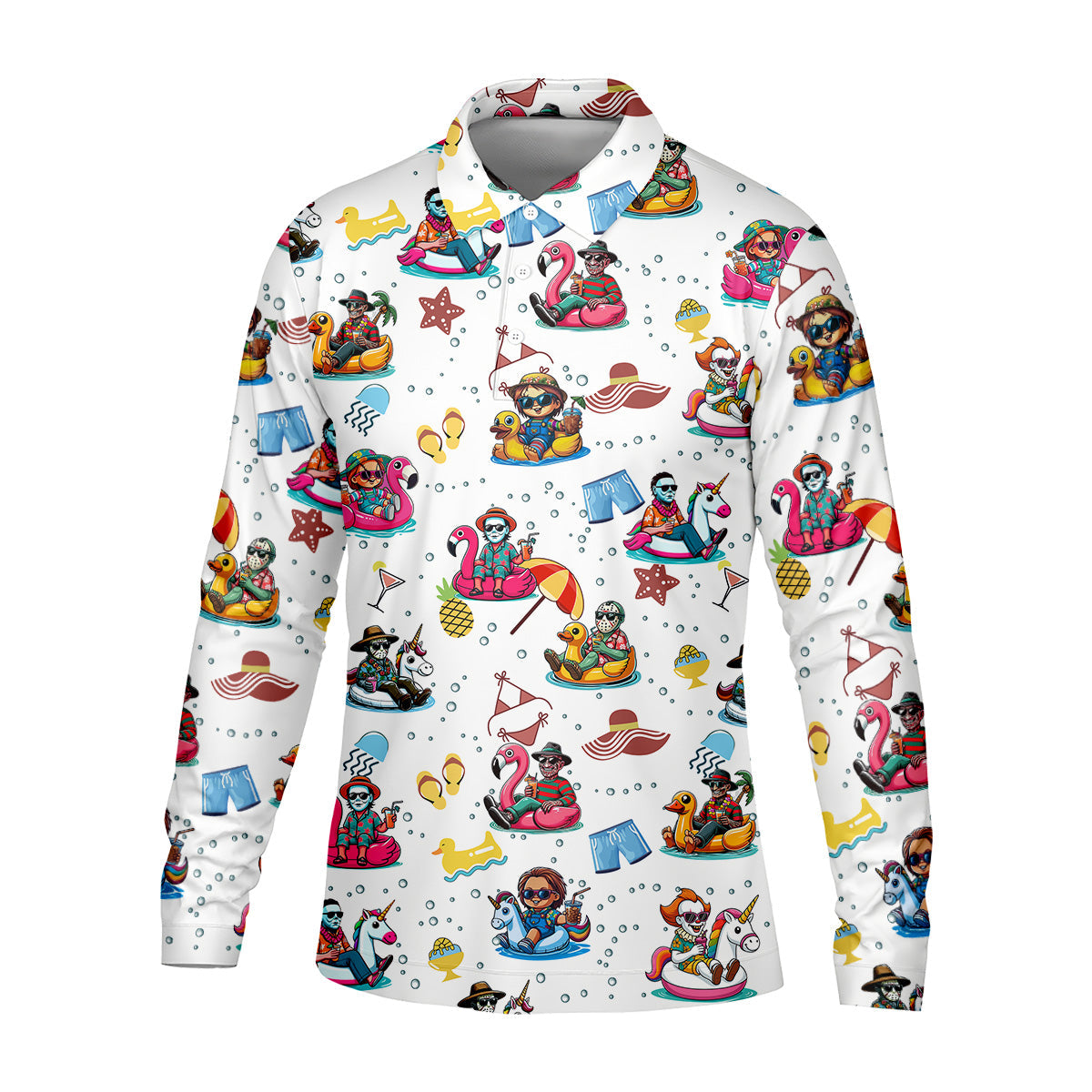 Funny Horror Character Pool Party Hawaiian Shirt, Halloween Movie Shirt, Horror Movie Shirt, Funny Hawaiian Shirt