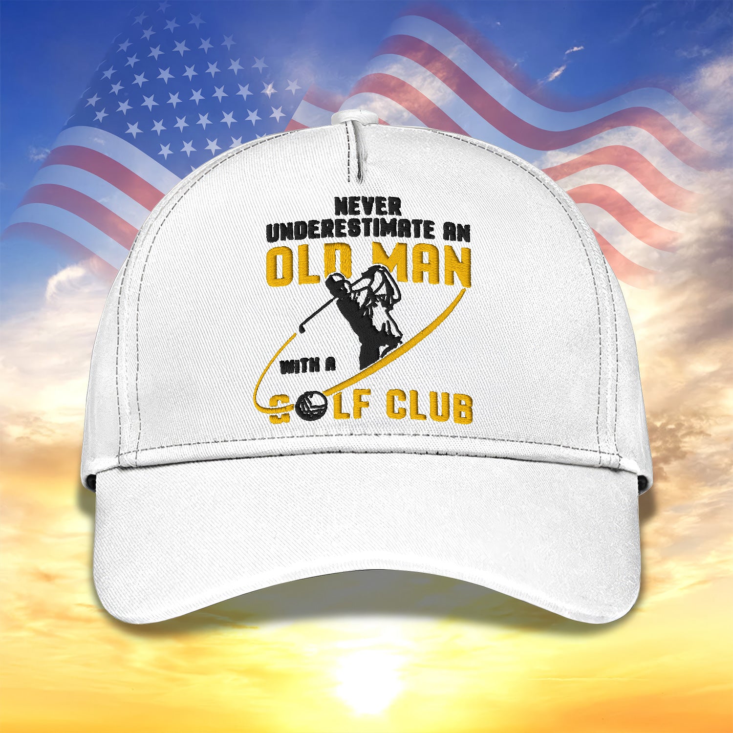 Never Underestimate An Old Man Embroidered Baseball Cap, Golf Hat, Dad Golf Gift