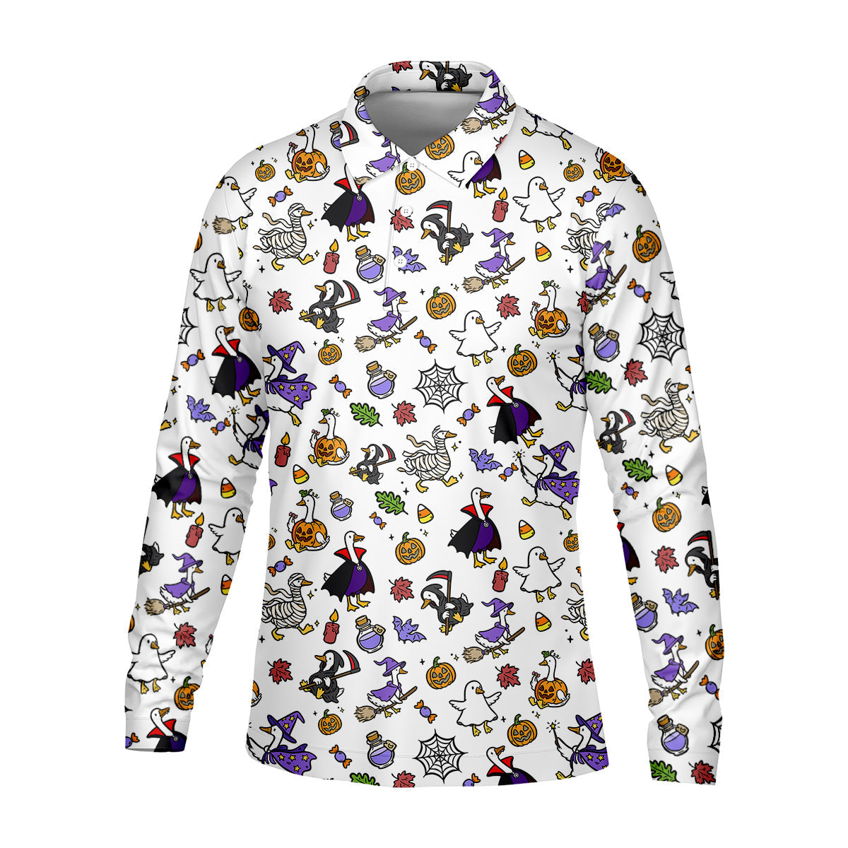 Goose Halloween Golf Shirt, Patterned Golf Polos, Mens Funny Golf Shirts, Long Sleeve Golf Shirts, Men Golf Polo