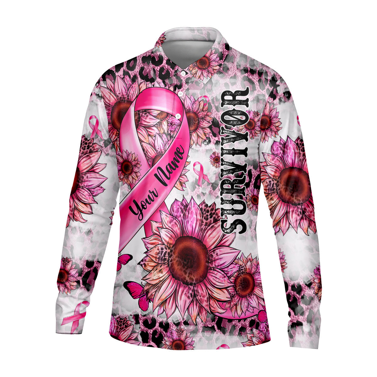 Breast Cancer Golf Shirt, Mens Golf Polo Shirts, Pink Breast Cancer T-Shirts, Pink Ribbon Breast Cancer