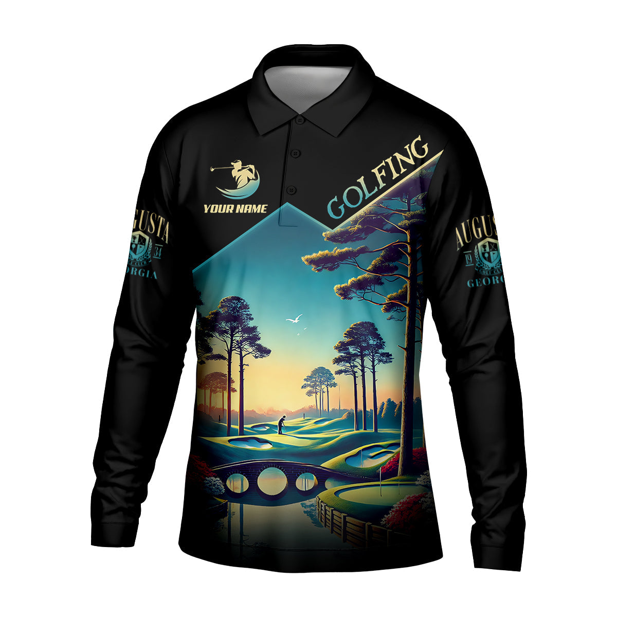 Custom Augusta Georgia Hogan Bridge Men's Golf Polo Shirt, Golfing Apparel, Golf Gifts For Men