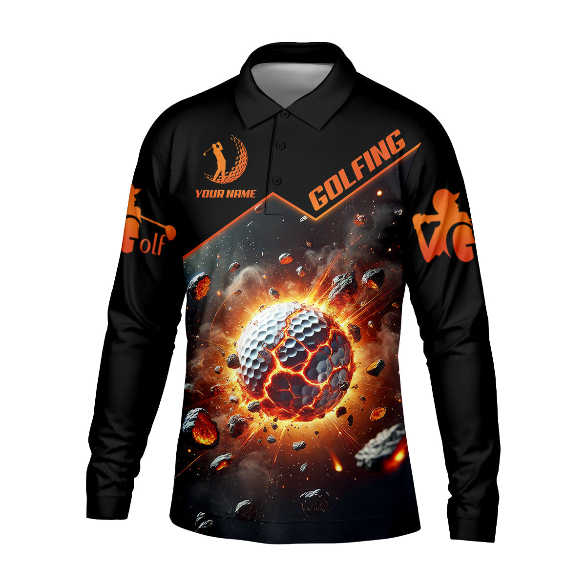 Galactic Golf Men's Golf Polo Shirt, Golfing Apparel, Mens Golf Gift, Funny Golf Shirt