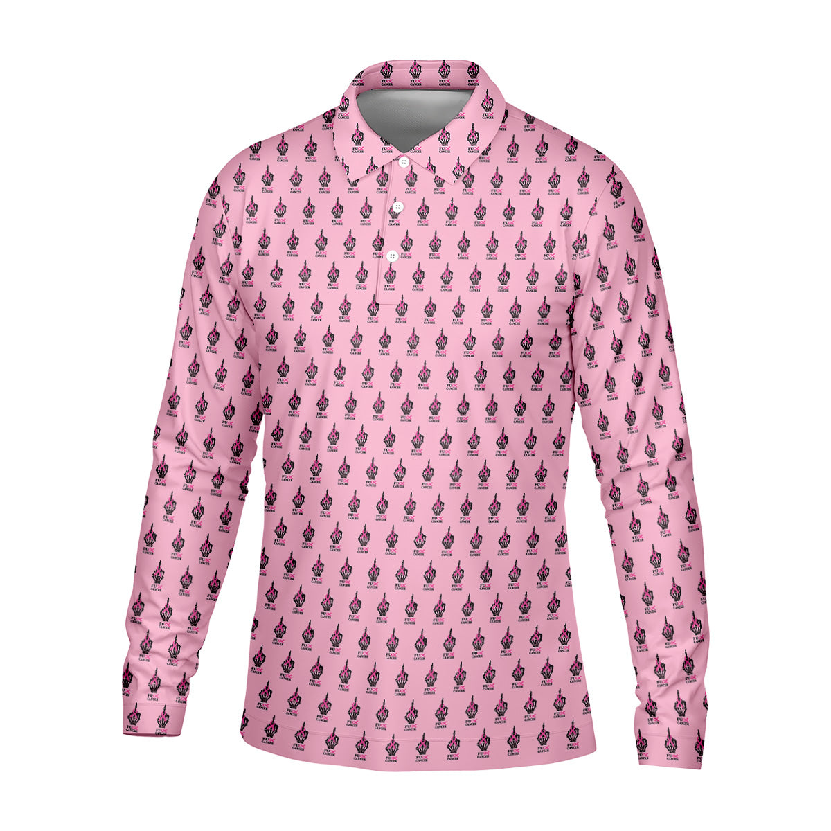 Funny Middle Finger Pink Golf Shirt, Breast Cancer Golf Shirt, Couple Golf Shirt, Matching Golf Shirt