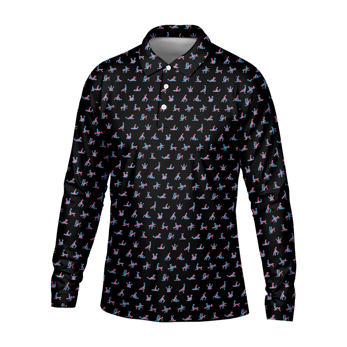 Funny Stick Figure Men's Golf Polo Shirt, Funny Position Golf Polo, Fun Men Golf Shirts, Golf Gift For Him