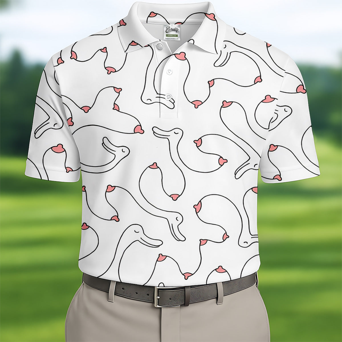 Funny Boob Goose Golf Polos For Men, Fun Golf Shirt, Best Golf Gift For Dad