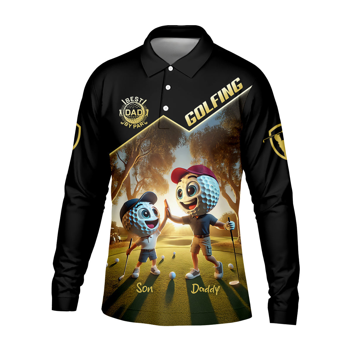 Best Dad By Par Custom Men's Golf Polo Shirt, Dad Golf Gift, Christmas Golf Gift