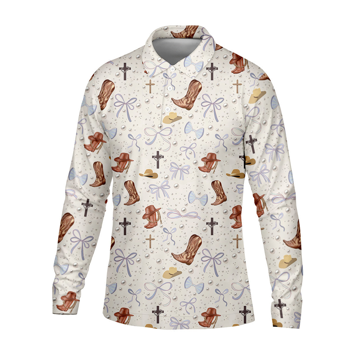 Coquette Pattern Western Golf Shirt, Fun Golf Shirts For Men, Men's Golf Polo, Golfing Apparel