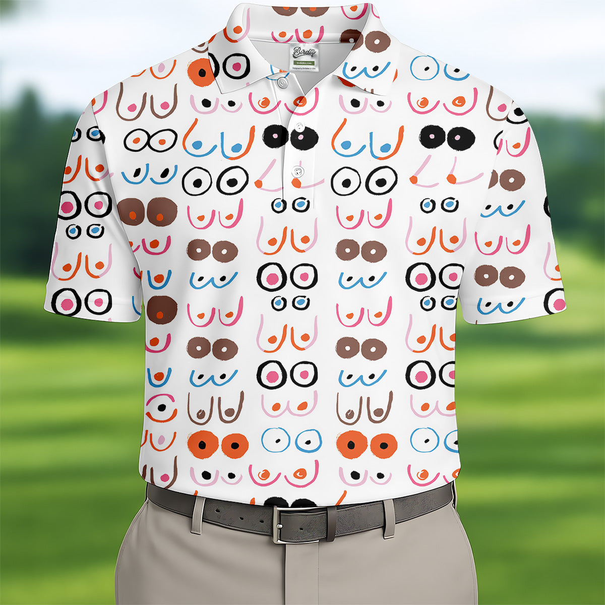 Funny Boob Men Golf Polo Shirt, Fun Golf Polos, Humorous Golf Shirts, Dad Golf Gift, Best Dad Ever