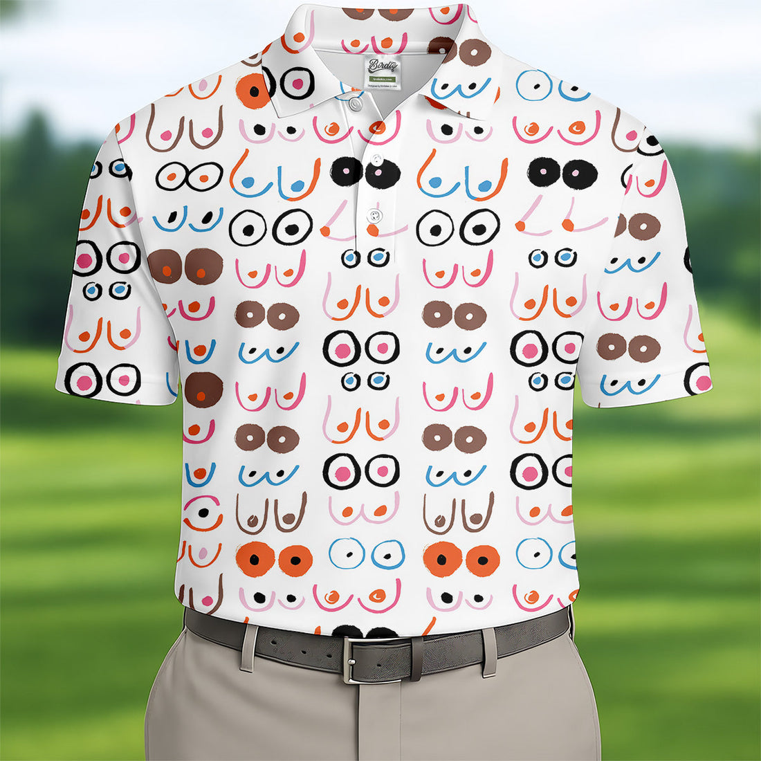 Funny Boob Men Golf Polo Shirt, Fun Golf Polos, Humorous Golf Shirts, Dad Golf Gift, Best Dad Ever