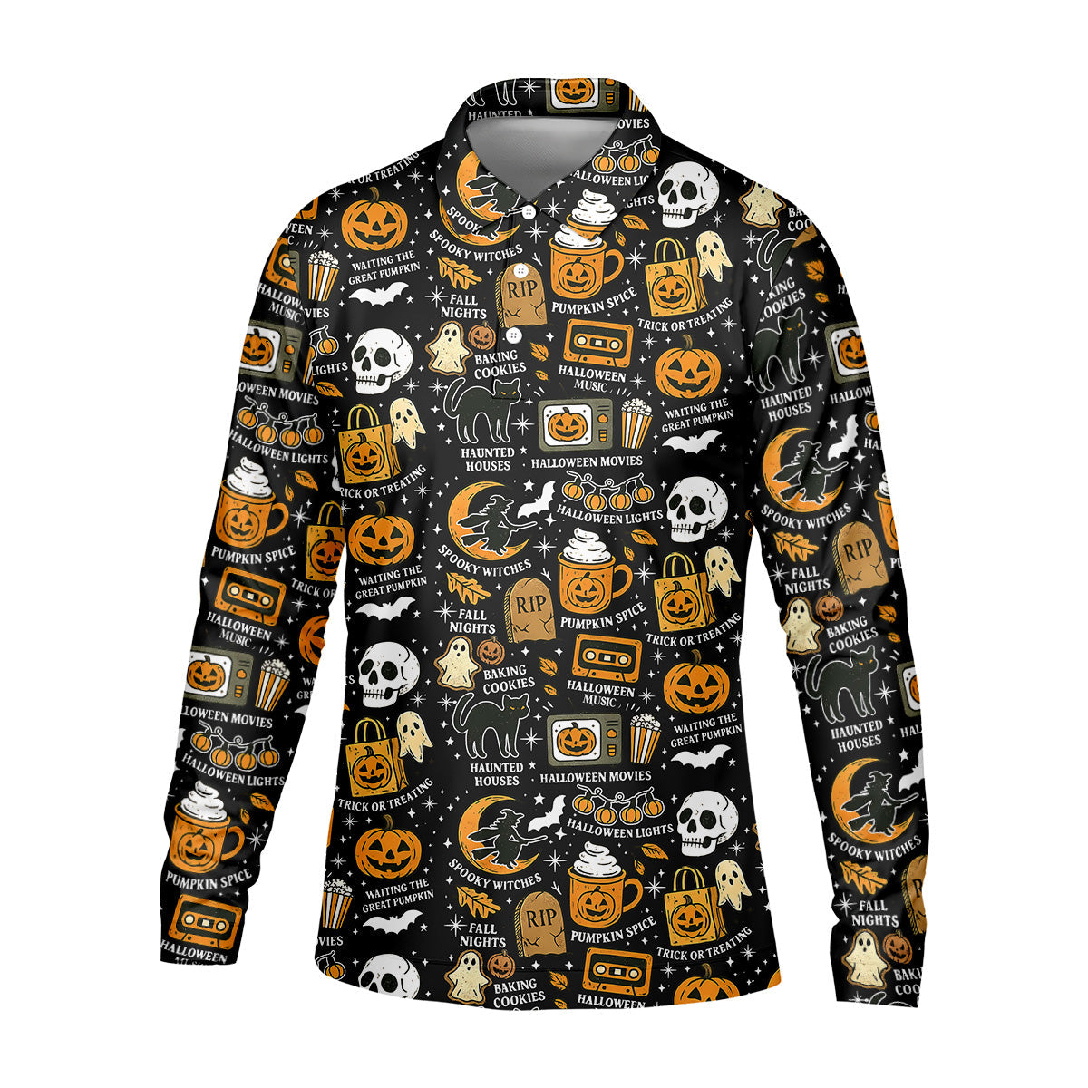 Vintage Halloween Spooky Witches Golf Polo Shirts, Halloween Theme Shirts, Ghost Pumpkin, Fun Golf Shirts For Mens