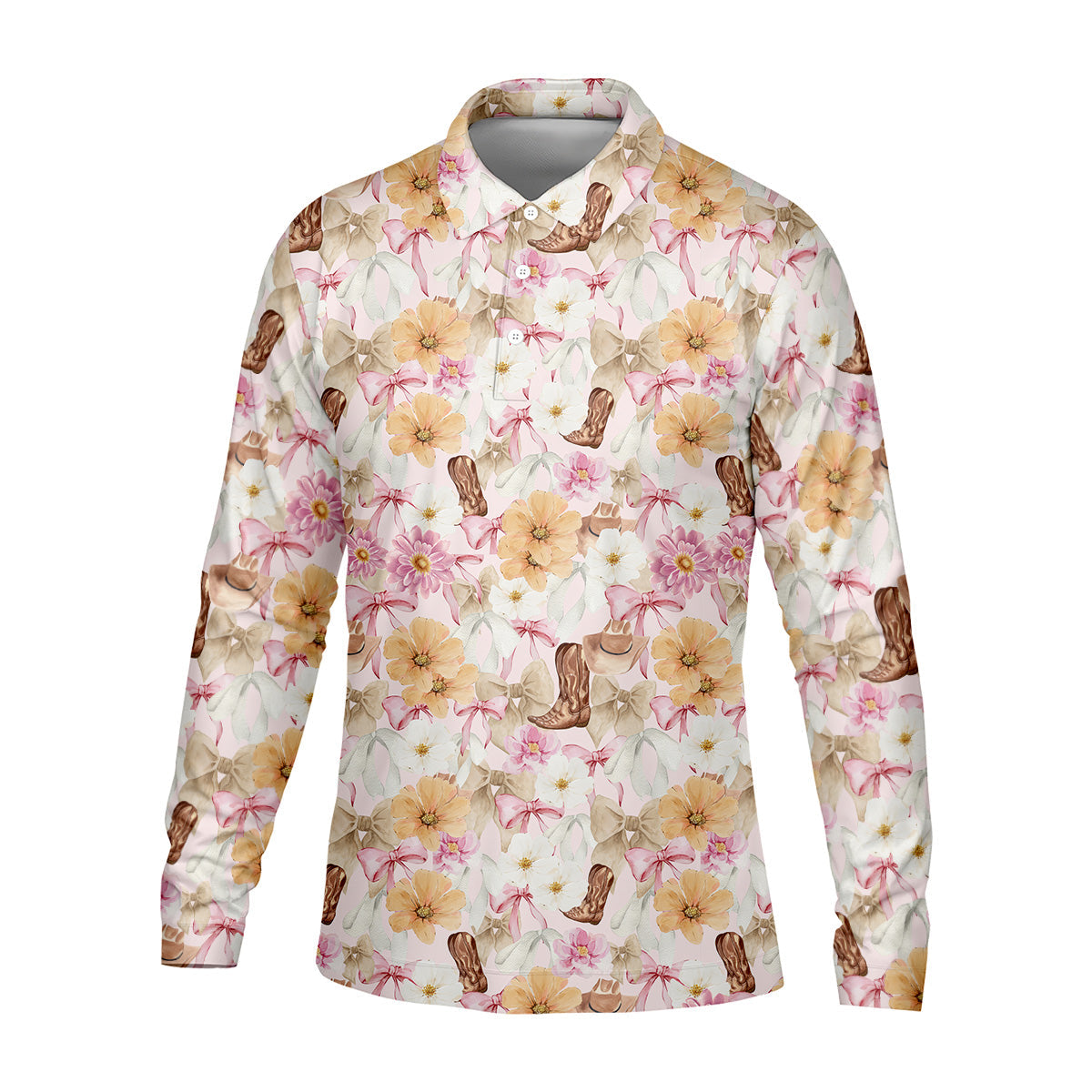 Coquette Flower Western Golf Shirt, Cute Golf Outfit, Matching Golf Shirt, Men's Golf Polo